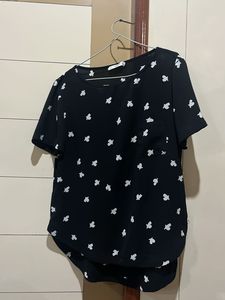 Mango Black & White Print Top