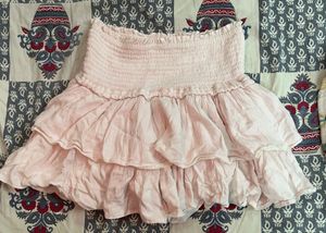 baby pink Ruffled Mini Skirt