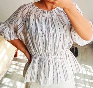 Striped Boho Peplum Top