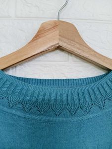 Blue Floral Knit Top