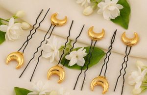 Gold Plated Moon Hair U Pins Set 5 Pcs