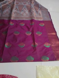Elegant Purple Saree with Gold Border