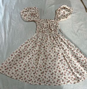 Cute Floral Puff Sleeve Mini Dress