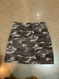 Camo Button-Front Mini Skirt