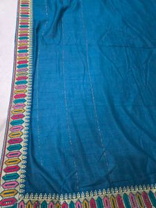 Embroidered Teal Blue saree