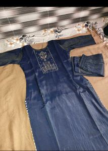 Elegant Blue Kurta Set with Embroidery