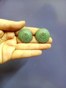 Oxidized Pista Green Earrings