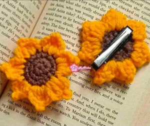 Handmade Crochet Sunflower Hair Clip