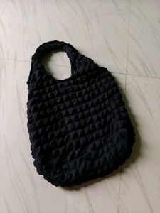 Stylish Black Textured Tote Bag