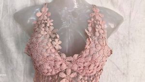 Pink Lace Floral Crop Top