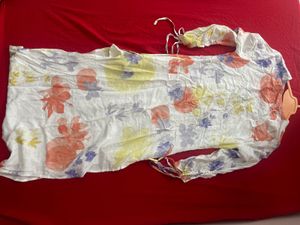 Floral Print V-Neck Kurta