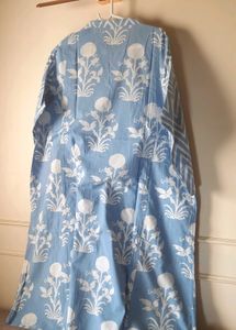 Trending chinese collar, fabric blue Kurti