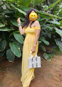Flowy Yellow Off-the-Shoulder Maxi Dress