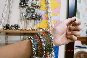 Boho Multicolor Bangles with Silver Charm
