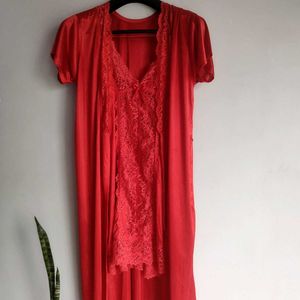 Elegant Red satin Nightgown