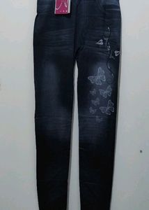 NGal Denim Print Black Grey Legging Jeggings