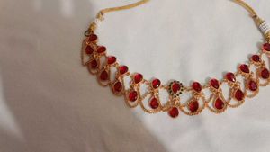 Elegant Red Stone Necklace Set