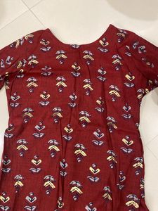 Maroon Printed Kurta