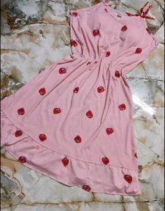 Cute Pink Strawberry Print Nightgown