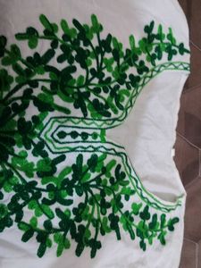 Embroidered White Short Kurti