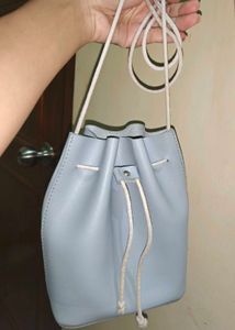 Chic Light Blue Drawstring Bucket Bag