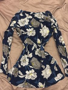y2k Floral Print Long Sleeve Mini Dress