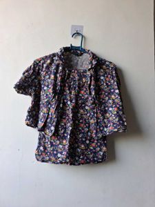 Floral Print Cropped Blouse