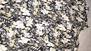 Floral Printed Chiffon Blouson Top - Long Sleeves