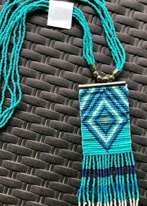 Turquoise Beaded Fringe Necklace