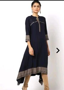 Avaasa Elegant Navy Blue & Gold Kurti