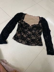 Elegant Black Lace Corset Top