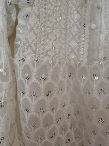 Elegant White Sequined Chikankari Kurta