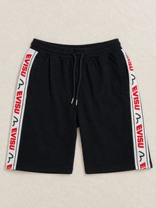 Evisu Black Shorts with Logo Tape
