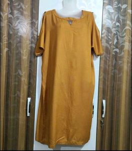 Mustard Cold Shoulder Dress