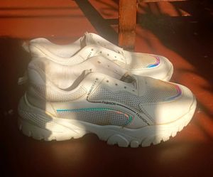 Women's Chunky white Sneakers holographic