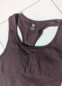 H&amp;M Ribbed Brown Sports Bra