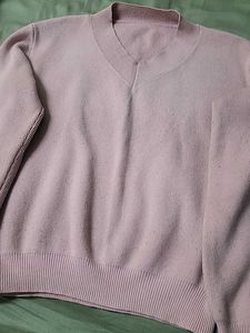 Pink V-Neck Pullover Sweater
