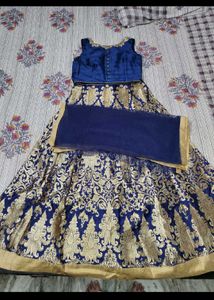 Elegant Royal Blue &amp; Gold Lehenga Choli