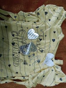Cute Yellow Top with Hearts and pant set