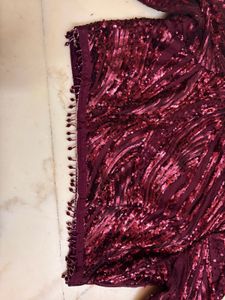 Stunning Sequin Blouse with Feather Trim