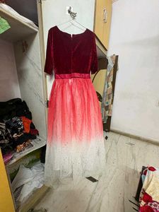 Elegant Red &amp; White Ombre Gown