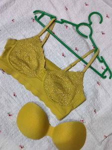 Comfortable Yellow Lace Bra