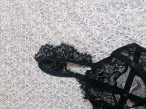 Sheer Black Lace bra with two briefs