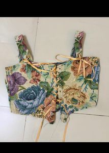 Floral Lace-Up Corset Top