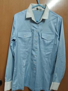 Vintage-Style Light Blue Blouse