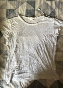 H&amp;m Duo Basic Grey and White Linen T-Shirt