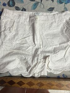Cute White Embroidered Short