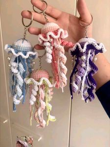 Handmade Crochet Jellyfish Keychain Set