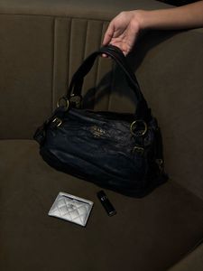 Prada Black Leather Hobo Bag