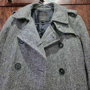 Classic Herringbone Double-Breasted Coat